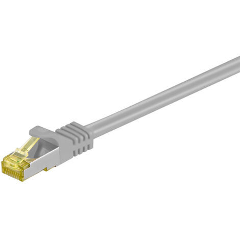 RJ45 cavo patch CAT 6A S/FTP (PiMF), 500 MHz, con cavo grezzo CAT 7 , grigio, guaina per cavo senza alogeni LSZH, rame, connettore RJ45 (CAT 6A). Lunghezza del Cavo 1 m