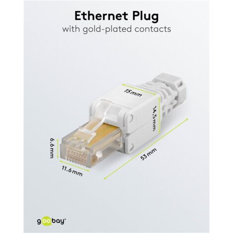 Connettori Per Poe LEENUE Schermato Connettore Rj45 Senza Attrezzi Cat7, Placcato Oro Spina Lan Cat6A Senza Attrezzi,10 Gbit/S 600MHz, Per Cavi Di Posa Rigidi Cat7 Cat6a Cat6 Poe, Riutilizzabile, 4 Pezzi Connettori