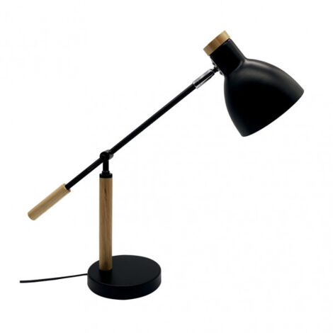 biel lampada da tavolo 1xe27 nero/faggio 48x15x50 cm regolabile a 360º e snodabile (1/2)