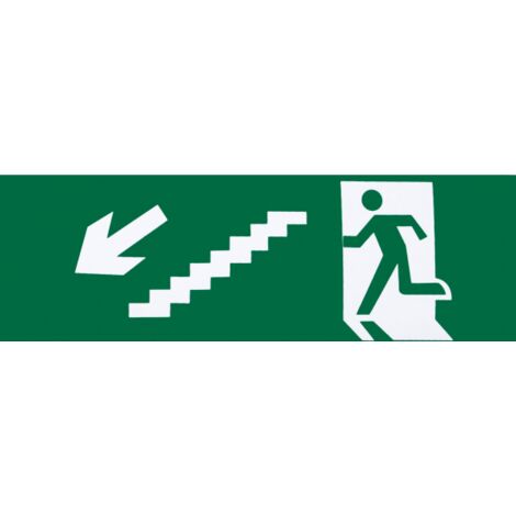 Adesivo uscita di emergenza scale sinistra   discesa scale 6,5x20 cm