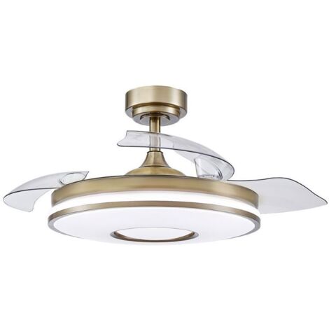 Ventilatore dani 59w 6980lm pelle 4 pale pieghevole 107d 3000-4000-6000k telecomando, intensità regolabile, mem. e timer 24