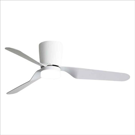 TODOLAMPARA - Ventilatore de soffitto con luce LED 18W motore DC modello KOCHI Bianco, 3 tonalità de luce con memoria, 3 pale, 5 velocità, telecomando controllo, timer, silenzioso e basso consumo