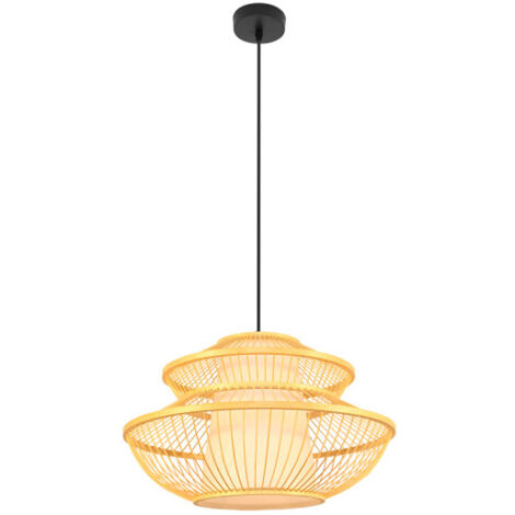 Lampada a sospensione de lampada a soffitto Guijo nero/ bambù naturale 34d