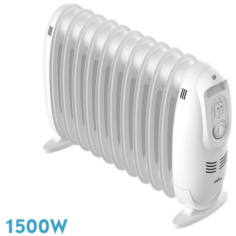 Radiatore Olio Bianco Irlanda 1500W 11 Elementi 3 Potenze Termostato (38.2x51x18cm)