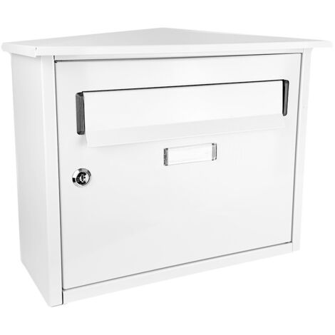 Cassetta postale demail nikita in acciaio zincato bianco 33x39x17 cm design antipioggia resistente alla botola