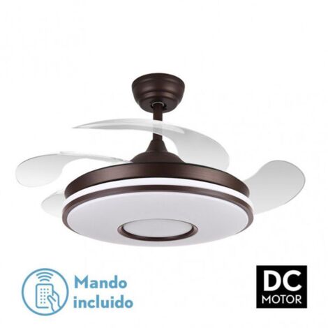 Ventilatore dc dani 59w 6980lm marrone 4 pale desp.107d 3000-4000-6000k remoto, reg.intensità, memoria e timer