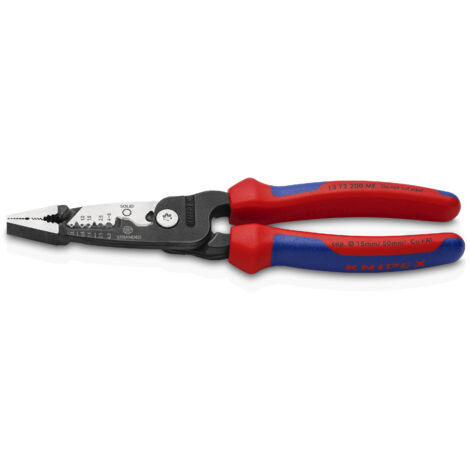 KNIPEX 13 72 200 ME Pinza multifunzione per elettricisti modello metrico con manici multicomponente atramentata nera 200 mm