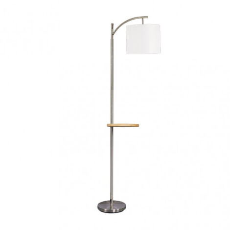 1xe27 piantana in seta 1xe27 nichel con paralume bianco con tavolo in legno incorporato 181x27x44 cm (1/2)