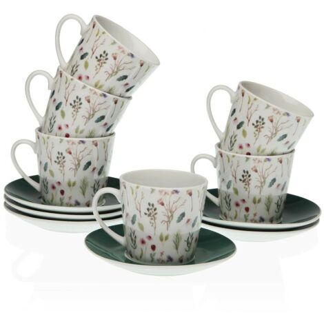 Set di tazze e piattini versa sansa porcellana 9 x 14 x 14 x 14 cm 10,5