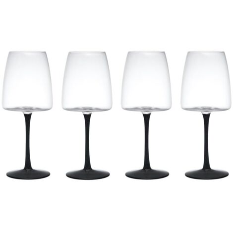Mikasa Palermo Crystal Set de 4 Bicchieri de Vino Rosso, 450ml, Gambo Nero, Cristallo 100% Free de Piombo, in Confezione Regalo de, Lavabile in Lavastoviglie