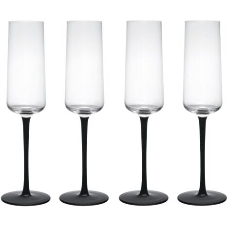 Mikasa Palermo Set de 4 Bicchieri de Bicchiere da Champagne in Cristallo, 250ml, Set de Bicchieri da Champagne de con Supporto Nero, Cristallo 100% Senza Piombo - Scatola Regalo de Regalo e Lavabile i (1/4)