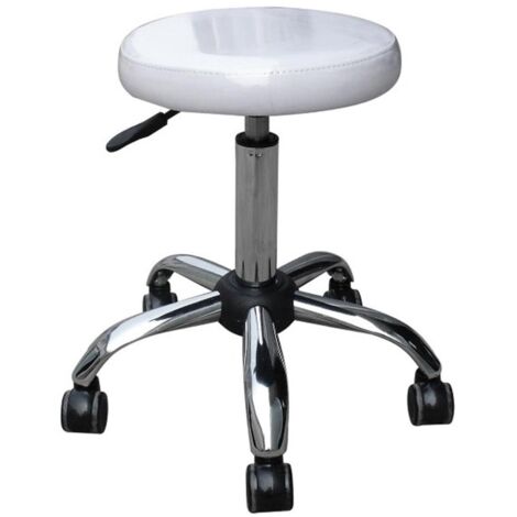 Sgabello A Rulli Rotante 360° Con Schienale – Seduta Bassa In Pelle, Ruote Universali, Per Pedicure, Officina E Salone