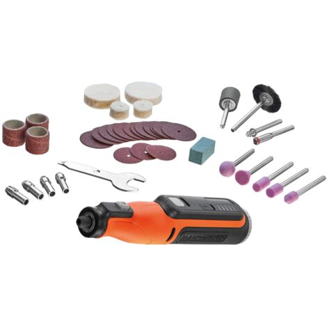 BLACK+DECKER Multiutensile rotante da 7,2 V con batteria integrata, 53 accessori e custodia per il trasporto, ideale per forare, levigare, lucidare, tagliare e altro ancora BCRT8I (1/5)
