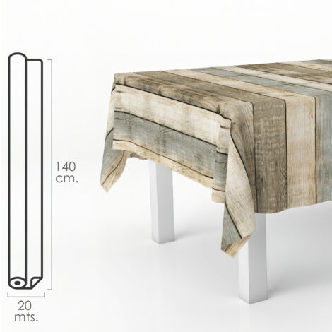 ORYX Tovaglia rettangolare in legno a olio. Impermeabile in PVC antimacchia 140 cm. x 20 metri. Rotolo tagliato su misura. Per interni ed esterni