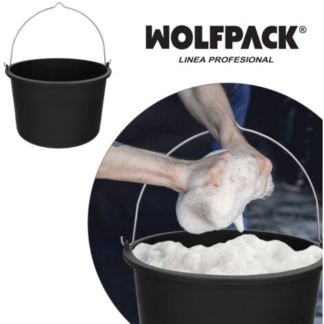 Secchio Opera Italiana Wolfpack In Plastica - Capacità 10 Litri, Nero, Dimensioni 34x24 Cm