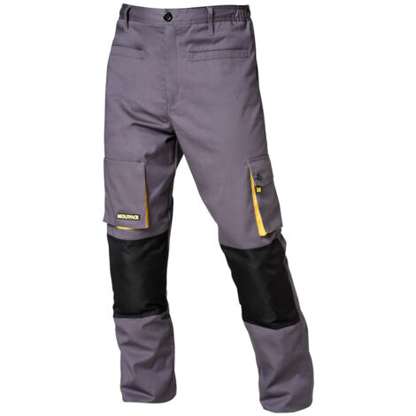 Pantaloni da lavoro lunghi, multitasche, resistenti, ginocchio rinforzato,  grigio/giallo taglia 58/60 xxxl (slim fit)