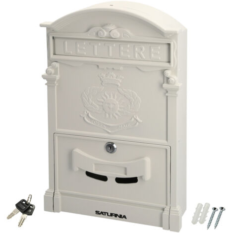 WOLFPACK LINEA PROFESSIONAL Cassetta postale da giardino in alluminio fuso Bianco Palazzo 255 x 410 x 90 mm.