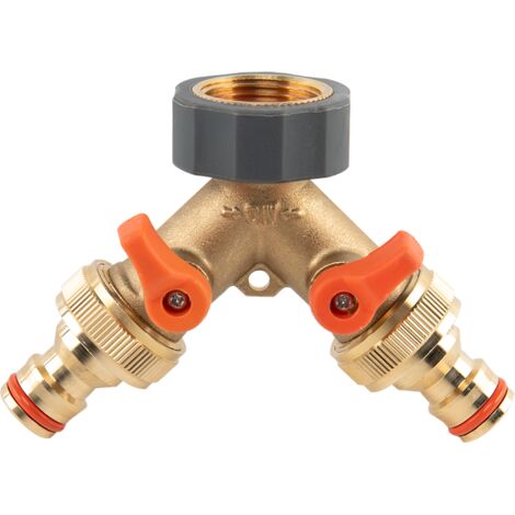 Distributore Acqua A 2 Vie In Ottone Nichelato: Filetto 3/4'', Valvola A Sfera, Per Irrigazione Giardino E Balcone - 2