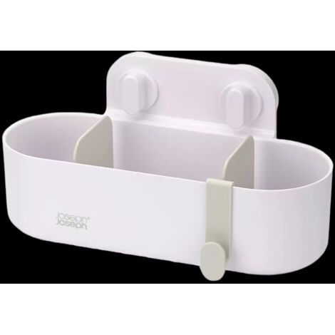 Joseph Joseph Duo Mensola Doccia senza Foratura, Porta Shampoo Bagnoschiuma Spugne da Doccia da Appendere, Portaoggetti Bagno, Bianco
