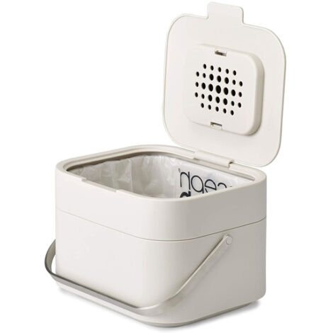 Joseph Joseph Intelligent Waste, Stack 4 Kitchen Food Waste Compost Caddy Cestino per il riciclaggio con filtro antiodore, 4 litri / 1 gallone - Pietra