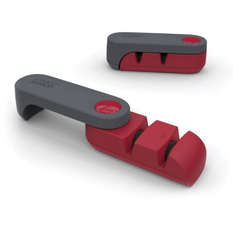 Affilacoltelli pieghevole deJosephJoseph Joseph Rota Design compatto e portatile, ideale per coltelli da cucina e da esterno, con rotelle dede affilacoltelli in ceramica, colore rosso (1/5)