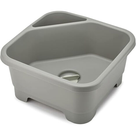Joseph Joseph Duo Bacinella quadrata per Piatti con tappo di scarico per lavello da cucina, con spazio per posate, spugne e spazzole, Grigio