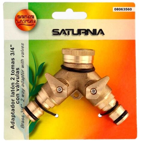 SATURNIA - Adattatore per tubi in ottone 2 ingressi per rubinetto 3/4". (1/2)