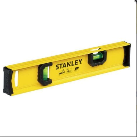 Stanley – Livella in alluminio profilo ad I 30 cm – Precisione 2 mm/m – Bolle extra large per visibilità – Estremità in gomma per protezione (1/6)