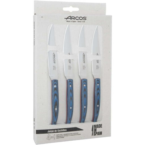 ARCOS Serie di coltelli da tavola - Set di coltelli da tavola 4 pezzi (coltelli da carne) - Lama in acciaio inox Nitrum 4 pollici - Manico in palissandro - Colore blu (1/5)