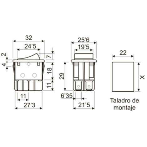 Interruttore bipolare a fungo con sblocco a rotazione, foro di montaggio  Ø16mm - 250V 3A