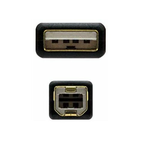 NANOCABLE 10.01.1202 - Cavo stampante USB 2.0 con ferrite, tipo A/M-B/M,  maschio-maschio, nero