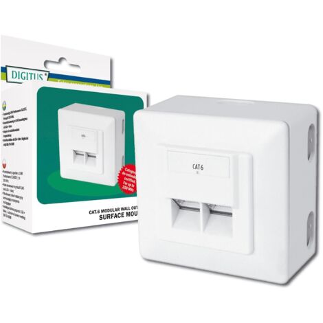 Presa a muro digitus cat6 cat6 2xrj45 8p8c lsa surface white (1/3)