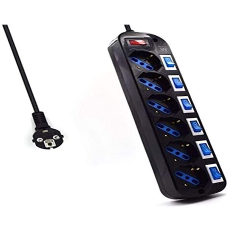 Ewent ew3851 limitatore di tensione nero 6 uscite ac 220 v 1,5 m (1/5)