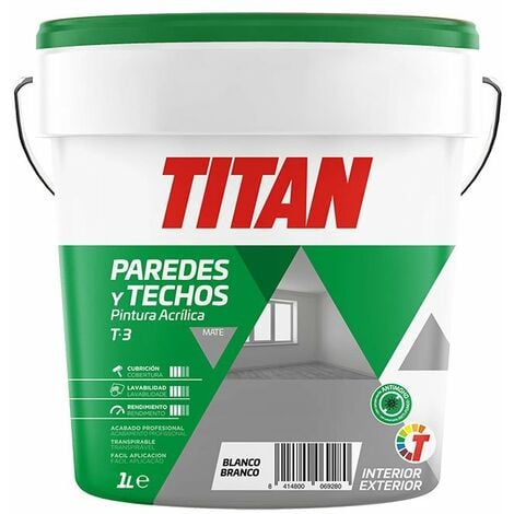 Vernice acrilica per la decorazione di pareti e soffitti t-3 bianco opaco  1l titan 123000301