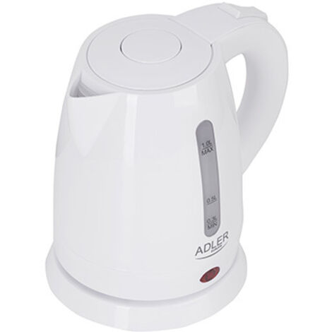 ADLER Bollitore Elettrico 1,5 Litri 2200W - Base Girevole 360°, Filtro Anticalcare, Spegnimento Automatico - Bianco