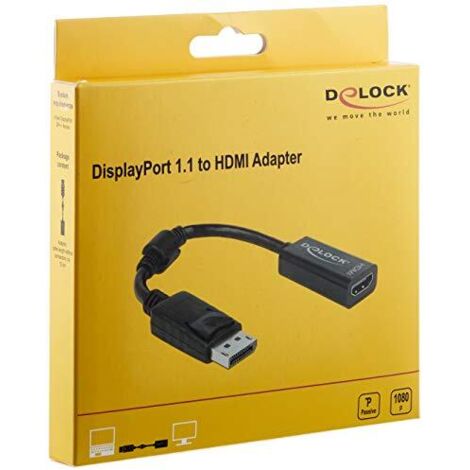 DeLOCK Adattatore Display Port St.&gt Hdmi ad alta velocità-BU. 0,22 M Ferrite [BK], nero (1/4)