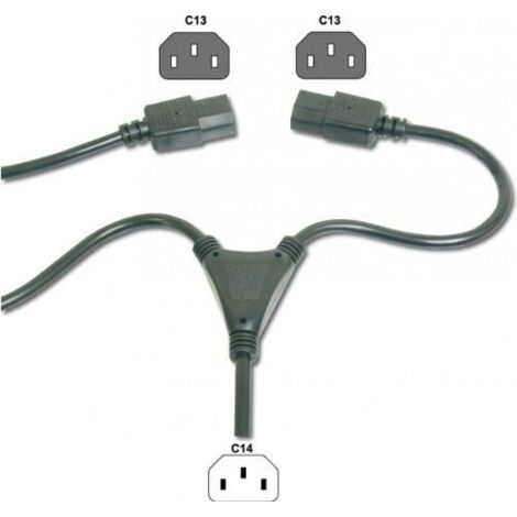 Cavo di alimentazione Iec C14 maschio a 2 Iec C13 femmina 1,7 m Ak-440400-017-s (1/3)