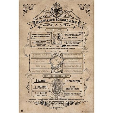 Poster harry potter elenco scuole hogwarts