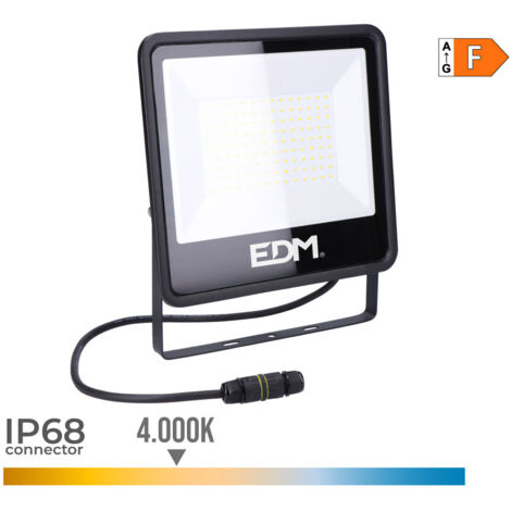 Faretto LED 100w 8200lm 4000k luce diurna serie nera 24,6x22,8x2,9cm edm (1/3)