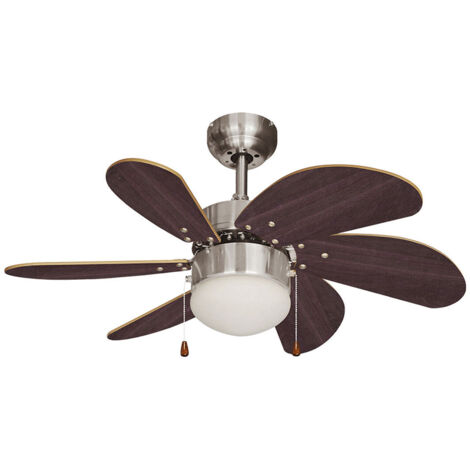Ventilatore da soffitto modello aral wengé/nickel satinato potenza: 50w pale: ø76cm edm (1/5)