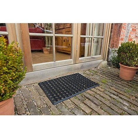 Addis Zerbino A Nido D'Ape In Gomma Naturale 100% - Resistente E Raschietto, 60x40 Cm, Nero, Per Esterno/Interno - 5