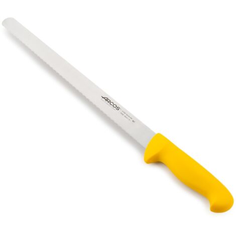 Coltello da pasticcere Arcos Colore - Prof 293600 acciaio inox Nitrum e mango polipropilene ergonomico giallo e lama 35 cm, coperchio espositivo