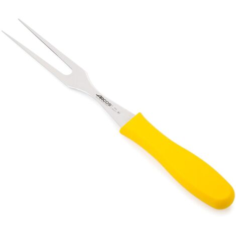Forcella Carving Arcos Colore - Prof 290300 acciaio inox Nitrum e mango polipropilene ergonomico giallo e foglia 18 cm, coperchio espositore