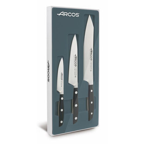 Arcos Set di coltelli da cucina 3 pezzi serie Mahatthan con lama in acciaio  inox NITRUM