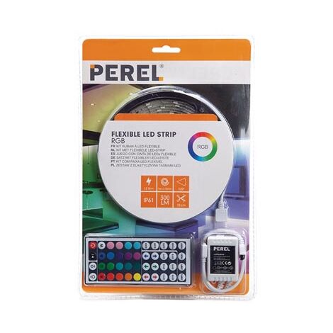 Set di strisce led flessibili, controller e adattatore di rete - rgb - 150  led - 5 m - 12