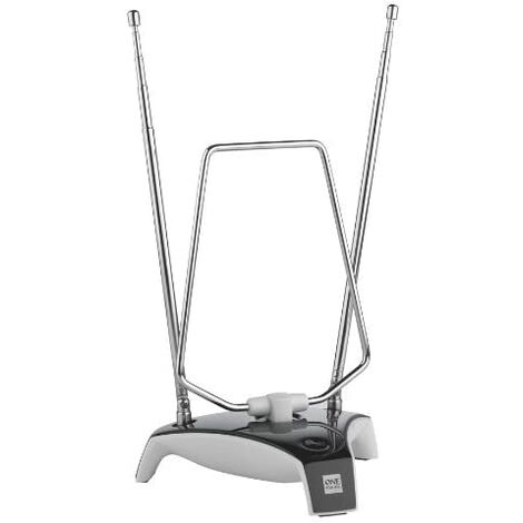Uno Per Tutti - Antenna TV amplificata per interni - Riceve DVB-T entro un raggio di 5 km - Antenna HDTV digitale - Include cavo coassiale ad alte prestazioni - VHF/UHF - Grigio - SV9305 (1/4)