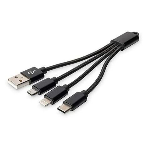 DIGITUS Cavo di ricarica USB - 0,15 m - USB A (M) a Lightning (M), USB Micro