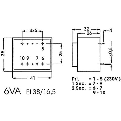 6va 2 x 9v / 2 x 0,333a trasformatore incapsulato