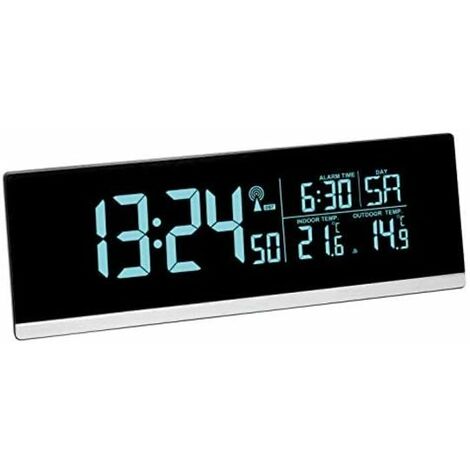 TFA Dostmann Mini sveglia digitale da comodino COMIC, 60.2044.40, orologio da tavolo, a batteria, con data e termometro interno, sveglia da viaggio, piccolo