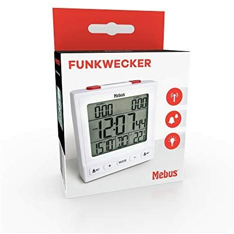 LATEC Atom-2211 - Sveglia digitale con batteria, sveglia digitale radio con due sveglie, indicatore di temperatura, data, retroilluminazione, snooze per viaggi, camera da letto, ufficio